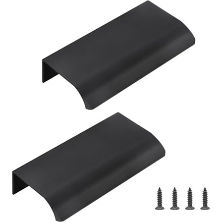 10 kpl musta takakiinnitteinen sormireunaveto 80mm/3,15", alumiininen piilotettu kahva piilotettu välilehden veto