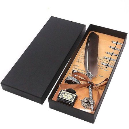 Påfågel fjäder metall penna