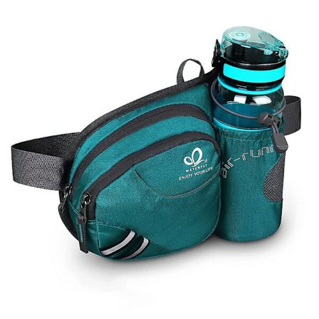 WATERFLY Tursmidjeveske Fanny Pack med vannflaskeholder for menn og kvinner, løping, hundelufting, passer til alle telefoner (flaske ikke inkludert) 