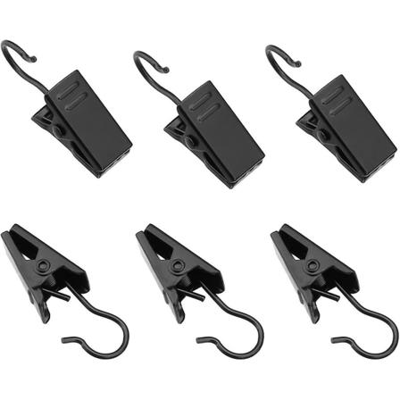 100-pak rustfrit stål gardinklemme kroge String Party Lights Hængere trådholder (sort)