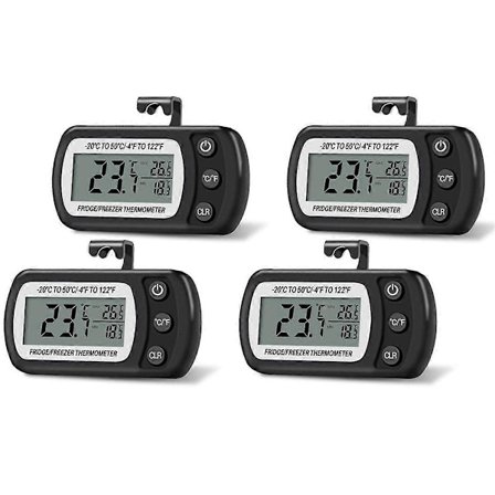 4 st Digital KylskåpsTermometer Kyl- och FrysTermometer med Stor LCD-Skärm Stativ för Rum Köket