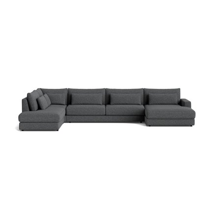 Sevilla U-sofa, højrevendt - Puente Grå/blå - 420x240x85 - Sofa, u-sofa