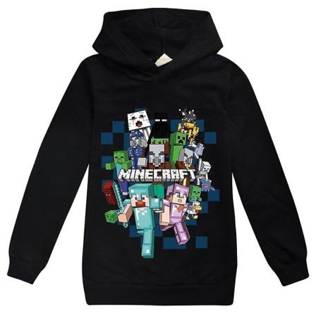 Minecraft Kids Pojat Tytöt Printed huppari Casual pitkähihainen huppari villapaita neulepusero Black 9-10Years