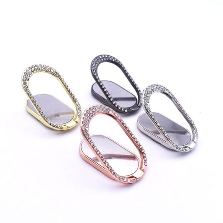 4 stk. Mobiltelefon Ringholdere (Oval), Telefon Ringholder med Rhinestone Glitter Finger Kickstand Metalgreb med Knaphul