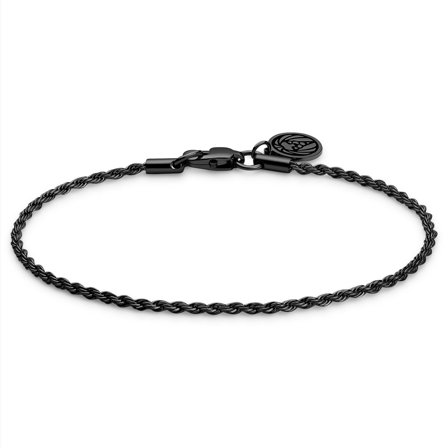 Essentials | Pulsera de cadena cordón en negro metalizado de 2 mm para hombres - Pulseras de acero