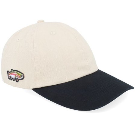 Skillfish - Beige unconstructed Keps - Tiny Rainbow Trout Fish Washed Stone/Black Dad Cap @ Hatstore