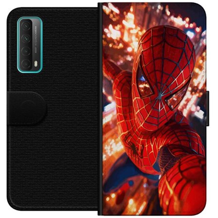 Yhteensopiva Lompakkokotelo Huawei Huawei P smart 2021 Spider Man intensiivisessä toiminnassa välkkyvien valojen ja dynaamisen perspektiivin kera el