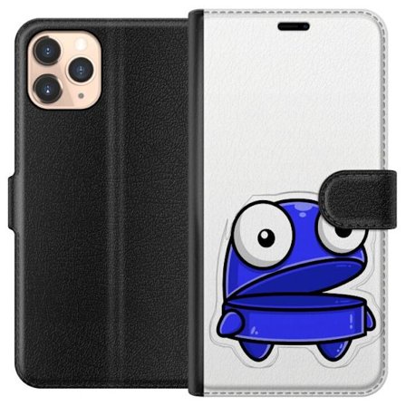 Kompatibelt Lommeboketui til Apple Apple iPhone 11 Pro Blå tegnefilmfigur med åpent uttrykk og store øyne i morsom illustrasjon