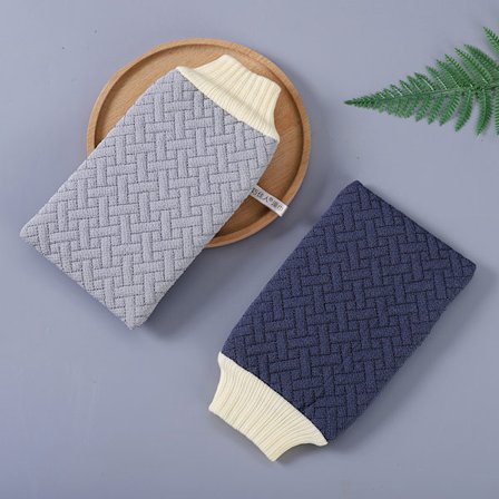 Exfolierande handskar - 3D Check Trippel Lager Exfolierande Kroppsskrubb för Exfoliering av Död Hud och Strålande Hud, Elastisk Handled (2-pack)