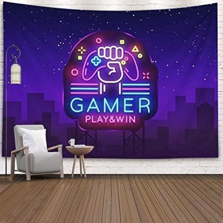 Gamer Play Win Logo Neon Skilt Skabelon Spil Nat i Stil Moderne