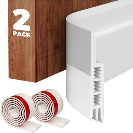 2-pak - 1-meter dørbundforseglingsliste - Vindtæt dørsprækkeforseglingsliste - Vindtæt og insektbeskyttende - Hvid