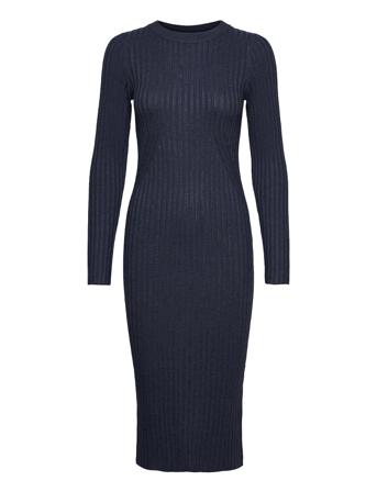 Karlina O-Neck Ls Dress Dresses Bodycon Dresses Navy NORR