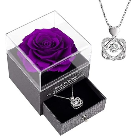 Shxx Evig Rose Gaveæske med Halskæde Den Bedste Gave til Mors Dag Fødselsdag Jubilæum Jul Valentinsdag Mor Kone Kæreste