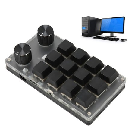 Mini Tangentbord med Knappdesign, Röd Switch, Dubbla Lägen, Plug and Play, Mekaniskt Programmerbart Tangentbord för Spel, Kontor, Media, 12 Tangenter 