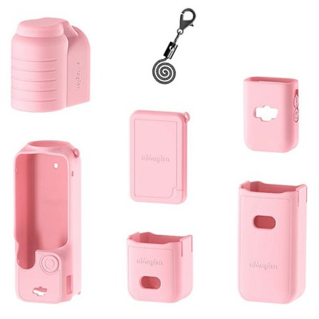AMAGISN DJI Osmo Pocket 3 Silikonskyddande fodral Linslock Gimbalskydd Tillbehör - Rosa