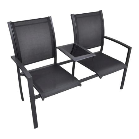 Vidaxl Trädgårdsbänk 2-sits 131 Cm Stål Och Textilene Svart Svart