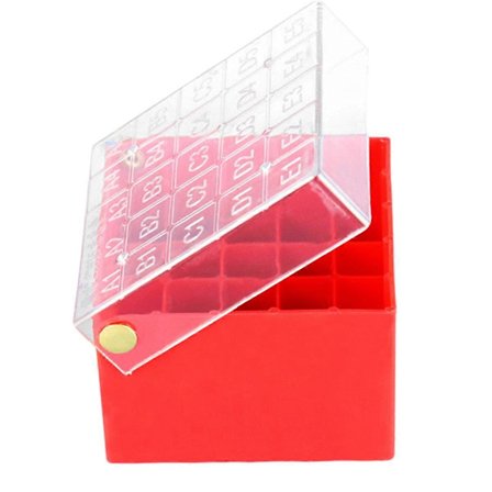 Rørkasse Fryseboks Rørkasse Prøve Fryseboks Flip Rørkasse 25 Celler 1.5-2.0ml 1 Styk Rød