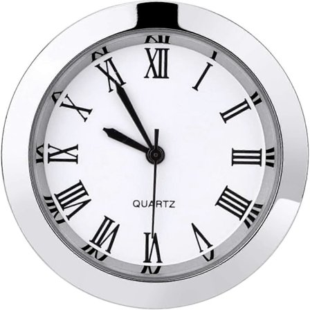 1-1/2 tum (37 mm) Rund Quartz Klockinsats med Romerska Siffror Passar 35 mm Diameter Hål (Silverram)