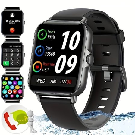 Smartwatch (Svara/Ring Samtal) För Män Kvinnor, 1,7 Tums Smartwatch Fitness Tracker För Android Och IOS Telefoner, Med Pulsmätning Sömnövervakning