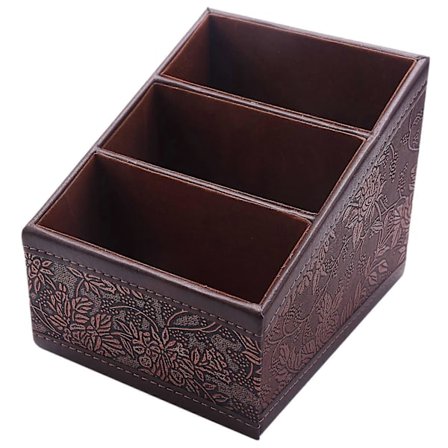 Retro PU Lær Kosmetisk Oppbevaringsboks Fjernkontroll Telefonholder Bordorganisator for Hjemmekontor S