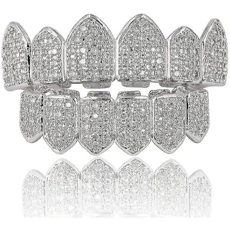 Custom Fit Griller tenner Sett - Hip Hop stil for menn/kvinner, 18k gull polert