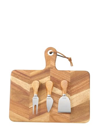 Dorre Ollie Cheese Board Herringbone Pattern Fsc Acacia 3 Cheese Tools Width 29 Cm - ONE SIZE