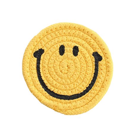 Sjove bordskånere med holder, sæt med 6 håndvævede bordskånere til gul