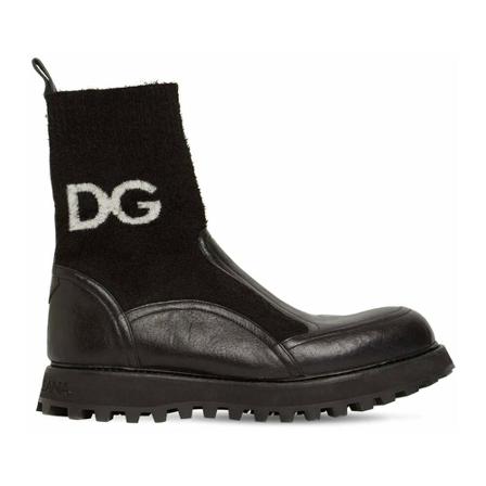 Dolce & Gabbana, Logo Print Combat Boots Czarny, Kobieta, Rozmiar: 39 EU