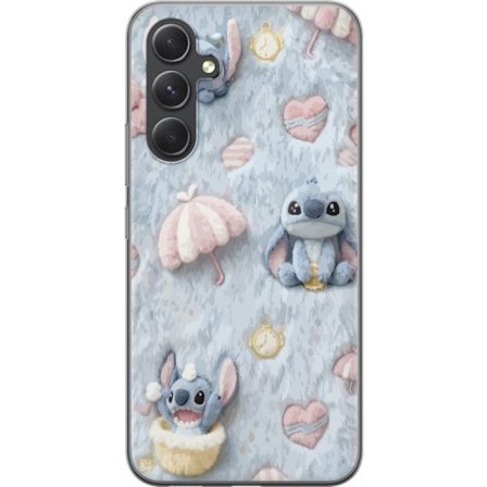 Kompatibel Mobilcover til Samsung Galaxy A55 Stitch mønster med hjerter, paraplyer og pastelfarvet blød baggrund