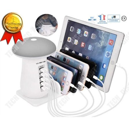 Laddstation - TD - 5 portar - Kortslutningsskydd - Inbyggd lampa - 6 A