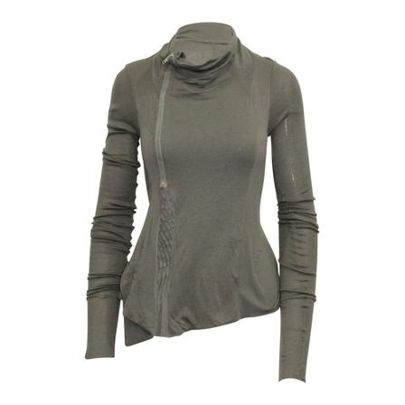 Rick Owens, Zipped Turtleneck Szary, Kobieta, Rozmiar: S