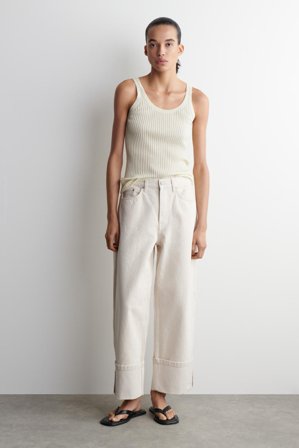 COS Women's Facade Turn-Up Straight-Leg Jeans in Beige