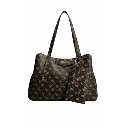 Guess, Eco Brenton shoulder bag Bruin, Dames, Maat:ONE Size,Polyurethaan
