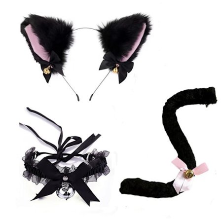Cat Ear Pannband Bowtie Tail Cat Cosplay Set