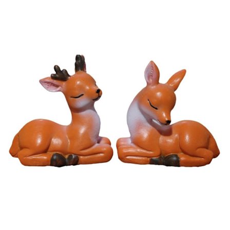 1 Par Mini Hjorte Figur Miniaturer Sika Hjorte Jul Hjorte