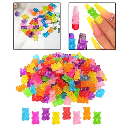 50 stk. Mini Resin Gummy Negle Bjørn 3D Negle Charms med Hul til DIY Negle Smykkefremstilling Halskæde Øreringe Kunst Dekoration