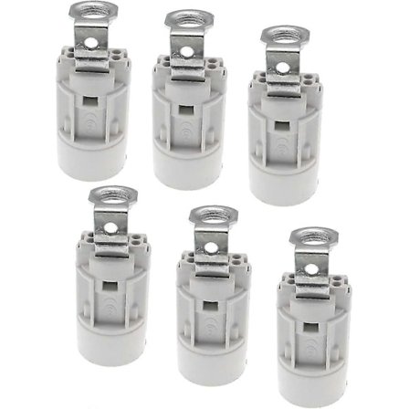 E14 Flamme Pære Sokkel, Termoplastisk, Grå, Ses 52mm Høy, 1/8 Ips Gjenge 6 Pakning