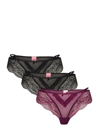 3-P Anna Brasilian R Lingerie Panties Brazilian Panties Musta Hunkemöller