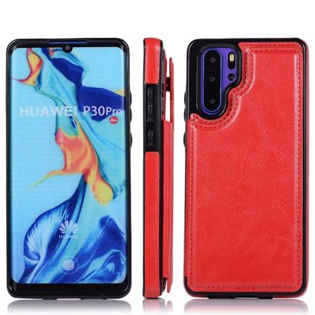 Huawei P30 Pro - Exklusivt Praktiskt Skal med Kortfack Röd
