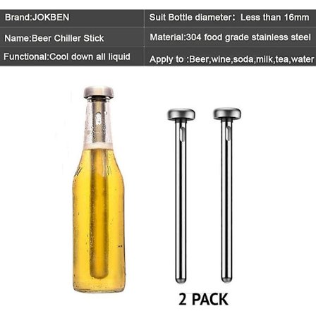 Drikkekølerstav i rustfrit stål til ølflasker, øjeblikkelig bærbar kølestav til brygning af urt til hjemmet, poolen, stranden og grillen