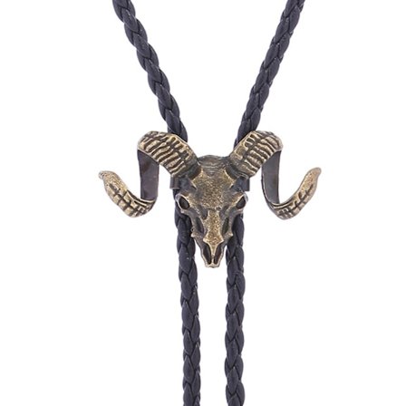 Vintage Bolo Tie for Menn - Kubeskalle Design Cowboy Tie - Svart Lær Bolo Halskjede