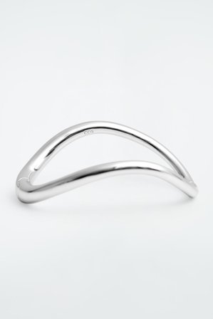COS Women's Curved Hinged Bangle in Silver-coloured
