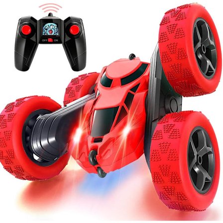 Fjernstyrt Stuntbil RC Biler 2.4Ghz Dobbeltsidig 360° Roterende RC Crawler 4WD Offroad Drift Leke for Gutter og Jenter Rød