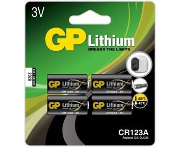 GP Litiumbatteri, CR123A, 4-pack - 4-pack litiumbatteri CR123A