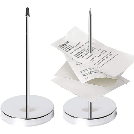 (Hopea) 2 osainen metalliset muistiinpanojen pidikkeet, kuittipiikit, muistilaput