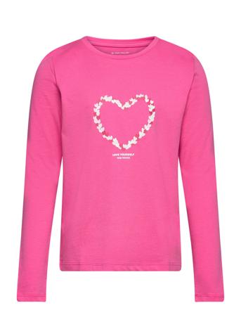 Printed Longsleeve T-shirts Long-sleeved T-shirts Rosa Tom Tailor*Betinget Tilbud