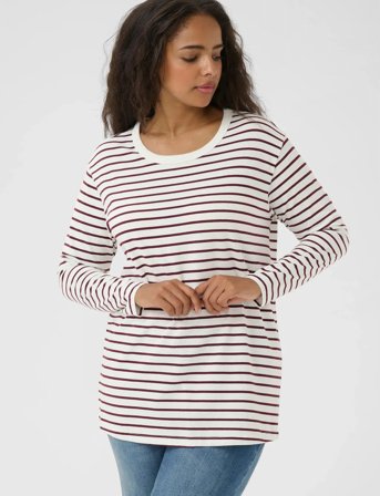 Kaffe Curve Kcwinni Ls T-Shirt - Burgundy - M
