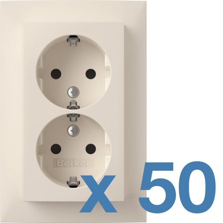 Hager 6847761909 Stikkontakt 2-veis, X-klemme, S.1, 50-pakning, Strømbrytere & vegguttak