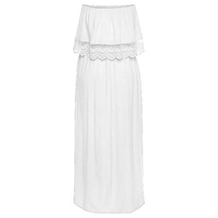 Stropløs Cover Ups Off Shoulder Blomster Sommerkjoler (Hvid XL)