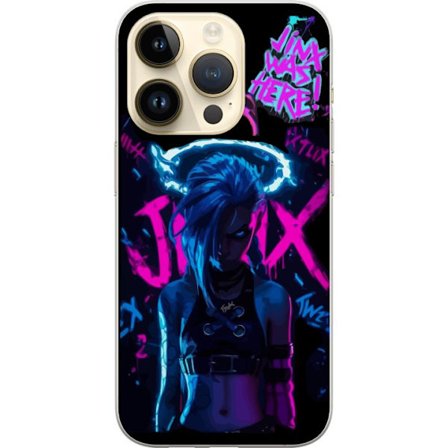 Kompatibel Mobilcover til Apple iPhone 15 Pro Jinx plakat Arcane League of Legends LoL karakter neon graffiti gaming fanart Netflix anime design